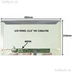 LCD PANEL 15,6" HD 1366x768 40PIN LESKLÝ, ŠROUBOVÁ