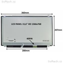 LCD PANEL 15,6" HD 1366x768 40PIN MATNÝ, ÚCHYTY NA