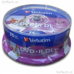 VERBATIM DVD+R DL AZO 8,5GB, 8x, printable, spindl