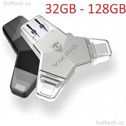 VIKING USB FLASH DISK 3.0 4v1 128GB, S KONCOVKOU A