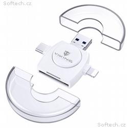 VIKING ČTEČKA PAMĚŤOVÝCH KARET V4 USB3.0 4V1 bílá