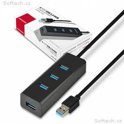 AXAGON HUE-S2BL, 4x USB 3.0 CHARGING hub, micro US