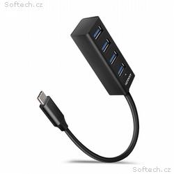 AXAGON HUE-M1C, 4x USB 3.2 Gen 1 MINI hub, kovový,