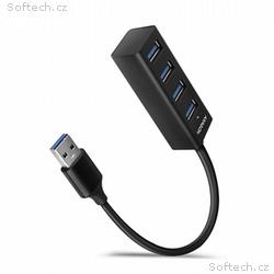 AXAGON HUE-M1A, 4x USB 3.2 Gen 1 MINI hub, kovový,