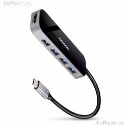AXAGON HMC-6H4A, USB 3.2 Gen 1 hub, porty 4x USB-A