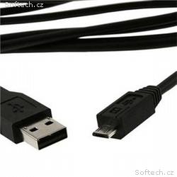 Kabel USB A Male, Micro B Male, 0.5m, USB 2.0,čern