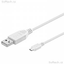PremiumCord Kabel micro USB 2.0, A-B 1m, bílá