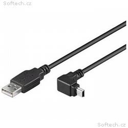 PremiumCord miniUSB 2.0, A-B, 5pinů, 90°, 1.8m