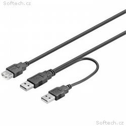 PremiumCord USB 2.0 napájecí Y kabel A, M+A, M-A, 