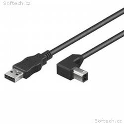 PremiumCord Kabel USB 2.0, A-B, 1m se zahnutým USB