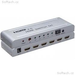 PremiumCord 4Kx2K@60Hz HDMI switch 5:1 kovový s dá