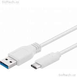 PremiumCord USB-C, male - USB 3.0 A, Male, bílý, 2