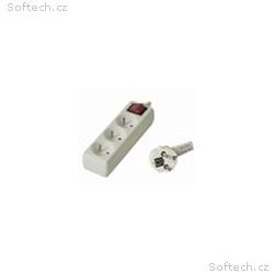 Prodlužovací přívod 230V, 2m, 3 zásuvky + vypínač