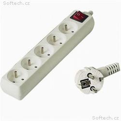 Prodlužovací přívod 230V, 10m, 5 zásuvek + vypínač