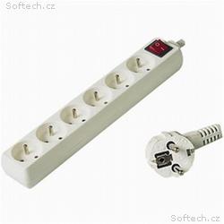 Prodlužovací přívod 230V, 7m, 6 zásuvek + vypínač