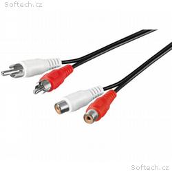 PremiumCord Kabel 2x Cinch-2x Cinch, M, F 2m
