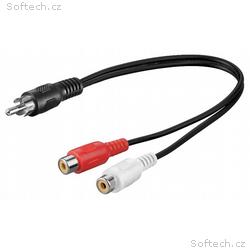 PremiumCord Kabel 1x CINCH male - 2x CINCH female 