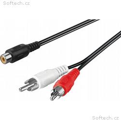 PremiumCord Kabel 1x CINCH female - 2x CINCH male 