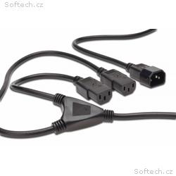 PremiumCord Kabel síťový 230V, Y-kabel prodlužovac