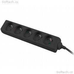 Prodlužovací přívod 230V 2m 5 zásuvek, černý