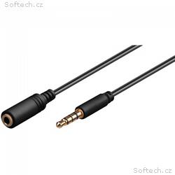 PremiumCord Jack 3.5mm 4 pinový M, F 2m
