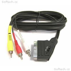 PremiumCord SCART - 3xCINCH 1.5m in, out přepínač