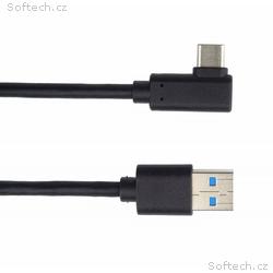 PremiumCord Kabel USB typ C, M zahnutý konektor 90