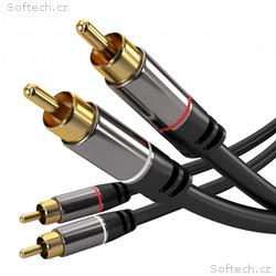 PremiumCord HQ stíněný kabel 2x CINCH-2x CINCH M, 