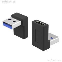 PremiumCord redukce USB-C - USB 3.0 Male, zahnutá2