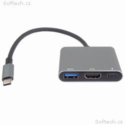 PremiumCord Adaptér USB-C na HDMI + USB3.0 + PD, r