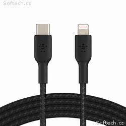 BELKIN kabel oplétaný USB-C - Lightning, 1m, černý