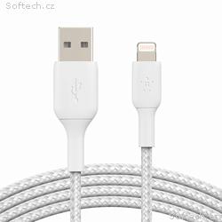 BELKIN kabel oplétaný USB-A - Lightning, 1m, bílý