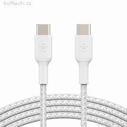 BELKIN kabel oplétaný USB-C - USB-C, 1m, bílý