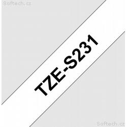 TZE-S231, bílá, černá, 12mm