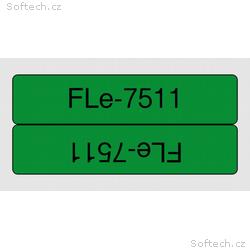 FLe-7511, předřezané štítky - černá na zelené, šíř