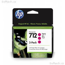 HP 712 Ink. náplň purpurová, trojbalení, 3ED78A