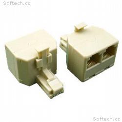 DATACOM Rozdvojka RJ11 6p4c Cat3 (2xFemale, 1xMale