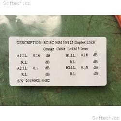 Optický patchkabel duplex SC-SC, 50, 125 um MM, 1m