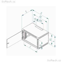 Nástěnný rozvaděč jednodílný 9U, 395mm plech.dveře