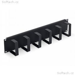 19" vyvazovací panel 2U 6x háček 70x85mm černý kov