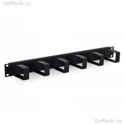 19" vyvazovací panel 1U 6x háček 70x40mm černý kov