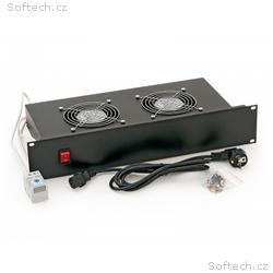 19" horiz.vent.j.2xVent.-220V, 46W termost.2U čern
