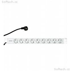 Napájecí panel PDU 19", 9x ČSN, 1U, kabel 2 m