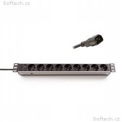 19" rozvodný panel, 9x230V, 1U, IEC320 C14 2,5m