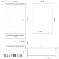 10" rack jednodílný 12U, 140 DATACOM šedý Skl.dv
