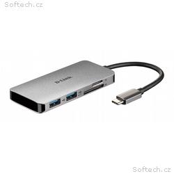 D-Link 6-in-1 USB-C Hub with HDMI, Card Reader, Po