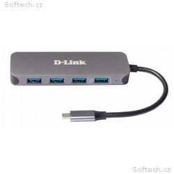 D-Link DUB-2340 USB-C to 4-Port USB 3.0 Hub with P
