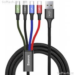 Baseus CA1T4-B01 Fast 4in1 Kabel Lightning, 2x USB