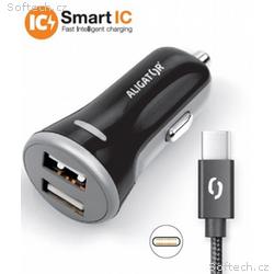 ALIGATOR Chytrá nabíječka do auta 3.4A, 2xUSB, sma