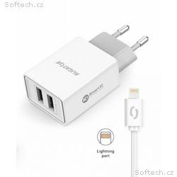 ALIGATOR Chytrá síťová nabíječka 2,4A, 2xUSB, smar